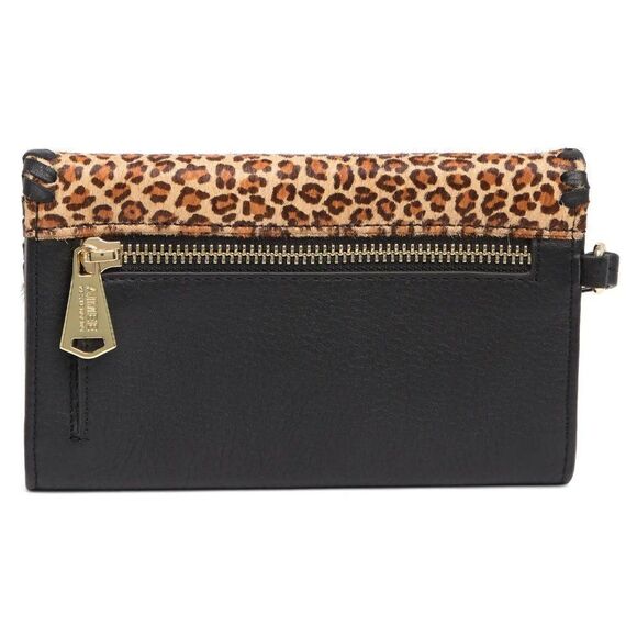 Aimee Kestenberg 'Spello' Leather Whipstitch Wristlet Wallet in Black/Leopard - Picture 3 of 14